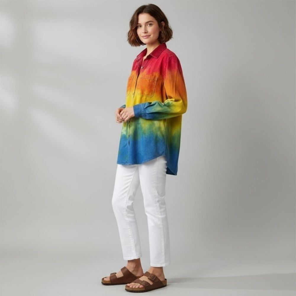 Upcycled Mossimo Hand Dyed Button-Up Shirt | Boyfriend Fit | Small